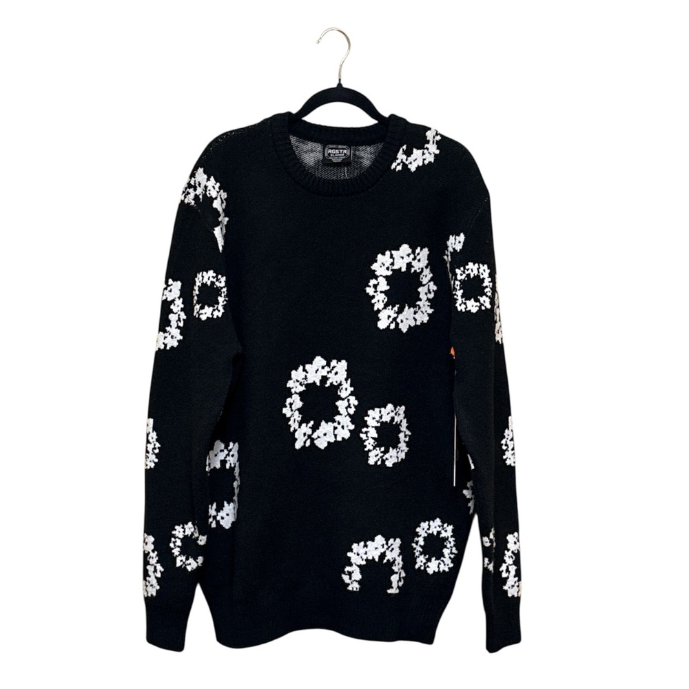 RGSTR,Floral Patterned Black Sweater,Size XL,100% Polyester,NWT